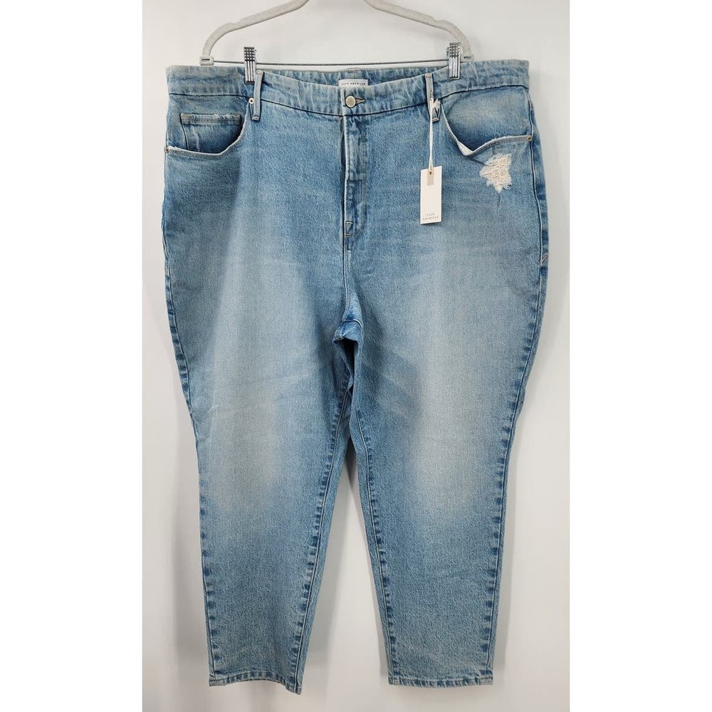 New NWT Good American Good Mom Jeans Size 20 Light Wash - Picture 3 of 16